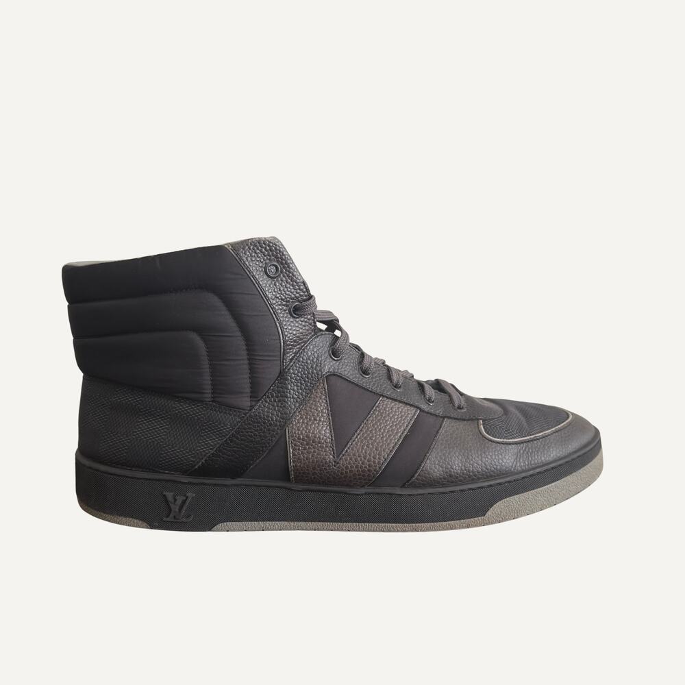 Louis Vuitton Tribe High Top Sneaker Black Damier Canvas Men's 12US 11LV LI0190 - Picture 2 of 6